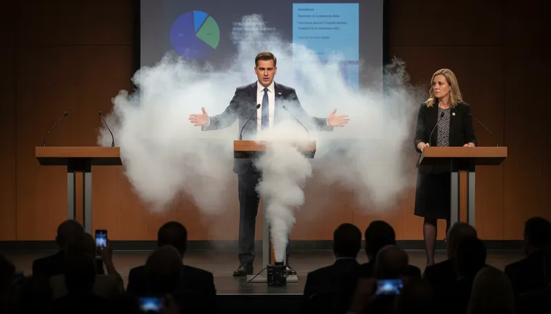 Illustration of smokescreen: A tactic to conceal intentions or actions.