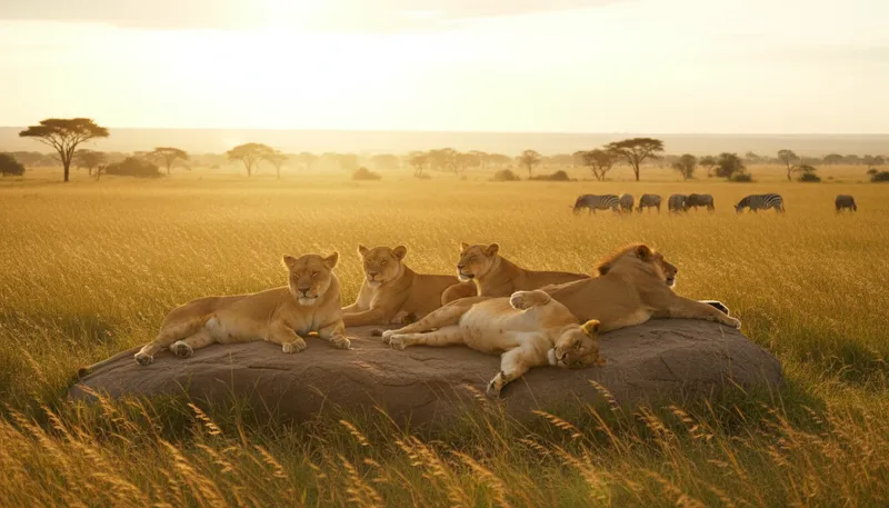 Illustration of serengeti: Savanna region famous for wildlife in Tanzania.