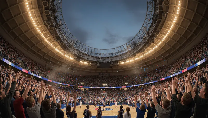 Illustration of raise the roof: Create a loud noise or celebration.