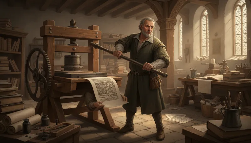 Illustration of gutenberg: Johannes Gutenberg, inventor of the printing press.