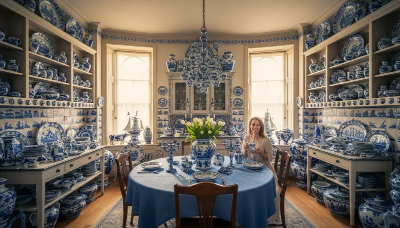 Illustration of delft: A city in the Netherlands known for pottery.