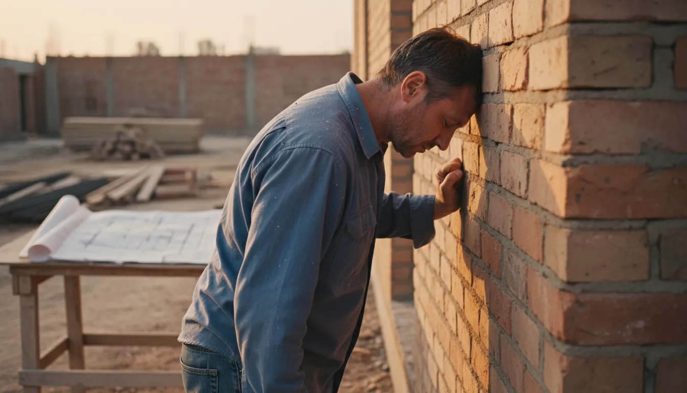 bang one's head against a brick wall 的插圖：Try to solve a problem with no results.