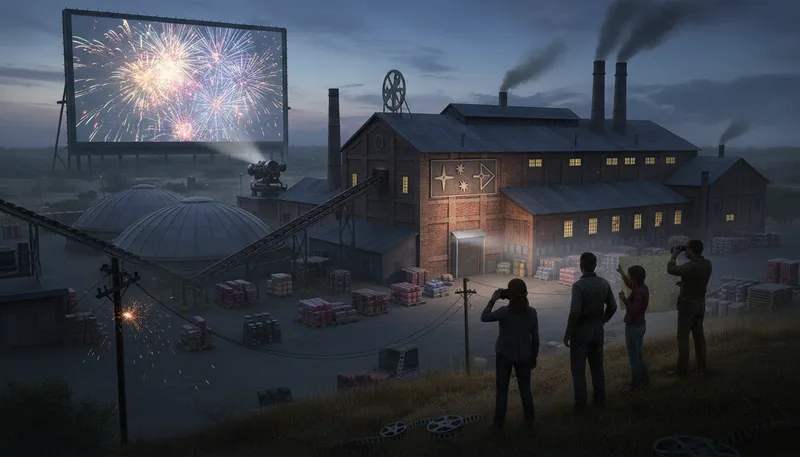 Illustration of get to the fireworks factory: To reach an exciting or climactic moment.