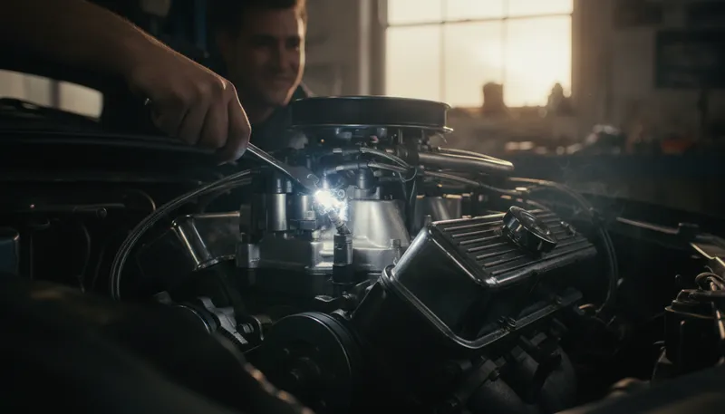 Illustration of ignition: The act of starting a fire or engine.