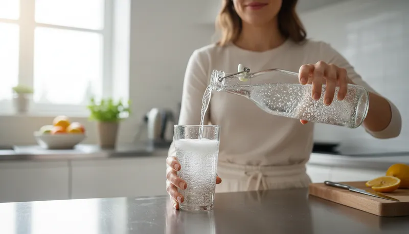 Illustration of carbonated water: Water infused with carbon dioxide gas.