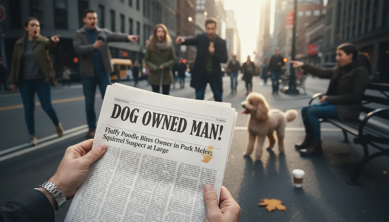Ilustrasi man bites dog: An unusual event that attracts attention.