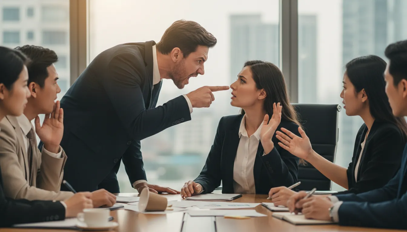 in your face-এর ইলাস্ট্রেশন: Confrontational or boldly assertive.