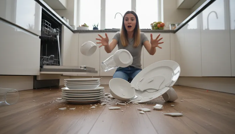 Illustration of clatter: A loud noise made by hard objects hitting.