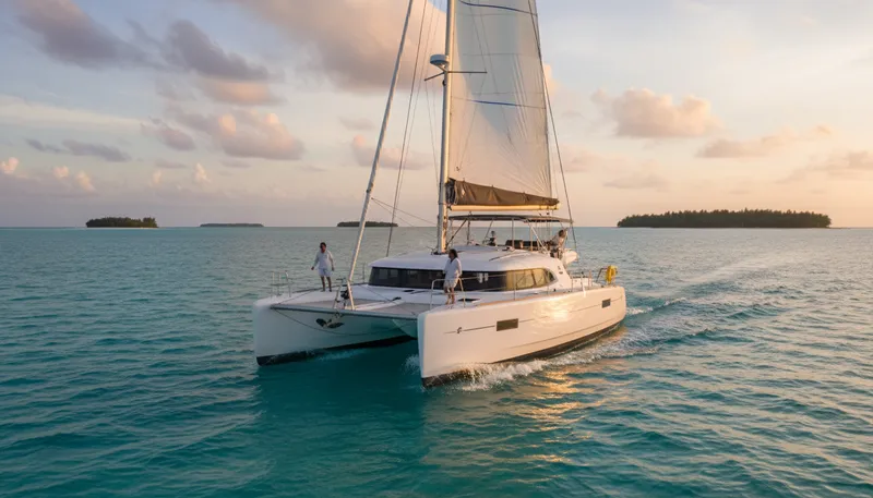 Illustration of catamaran: A type of boat with two hulls.