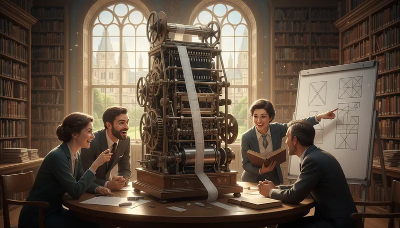 Illustration of turing: Related to Alan Turing, a computing pioneer.