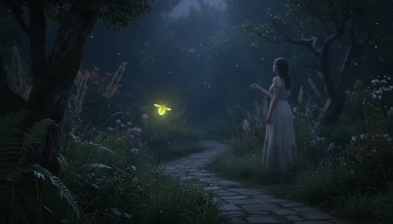 Illustration of firefly: a beetle that emits light at night