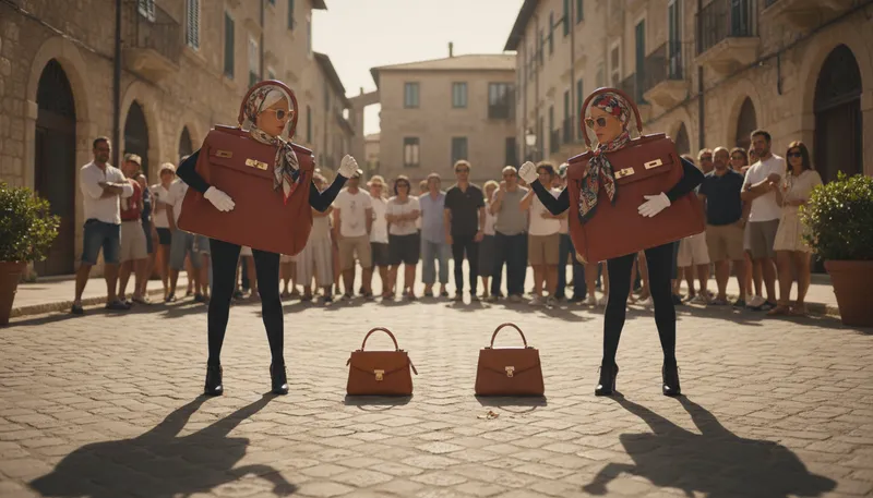 Illustration of handbags at ten paces: A situation of intense confrontation.