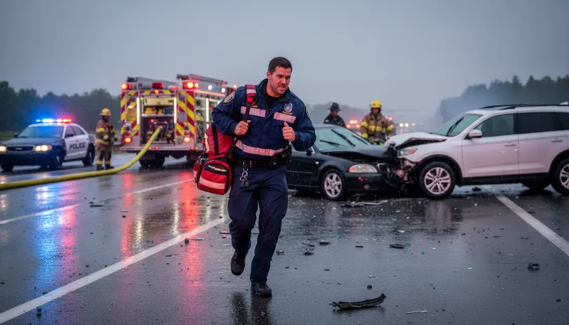 Illustration of responder: an emergency worker who answers calls