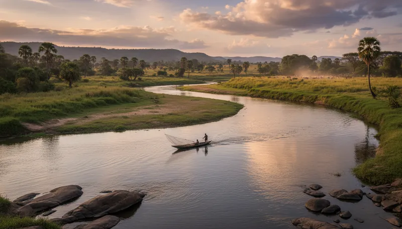 Illustration of niger: A historical term, often referring to the Niger River.