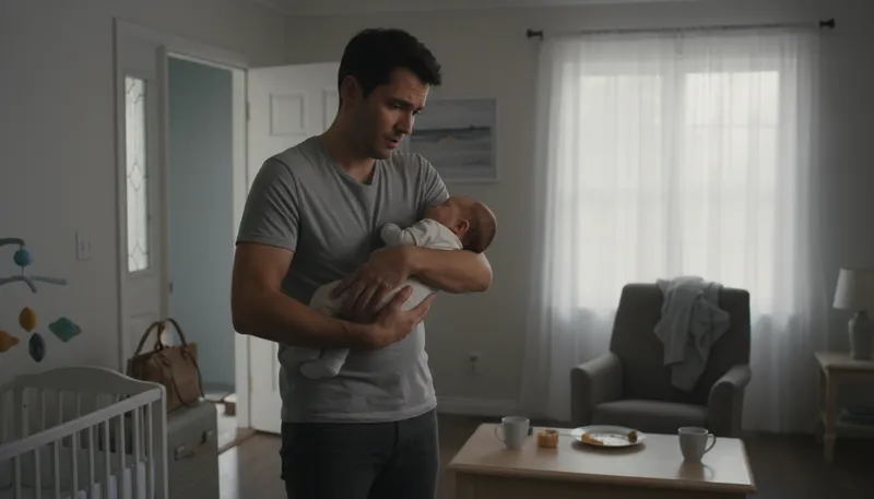 Illustration of leave someone holding the baby: to abandon someone with a difficult situation