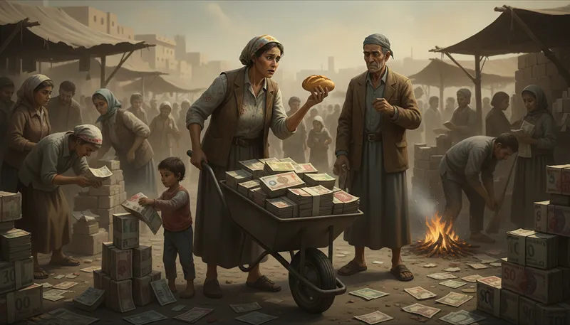 Illustration of hyperinflation: An extremely rapid increase in prices.