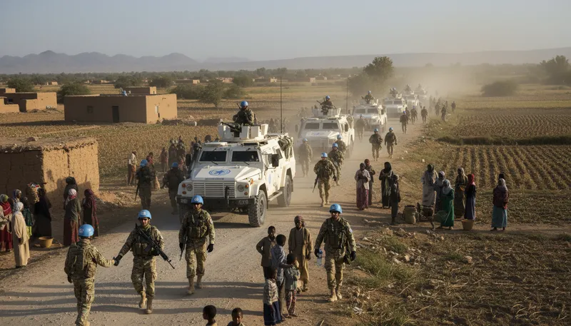 Illustration of peacekeeping: Efforts to maintain peace in conflict areas.