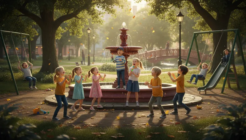 Illustration of merrily: In a cheerful or joyful manner.
