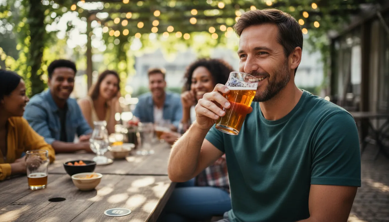 bend one's elbow का चित्र: to drink alcohol.