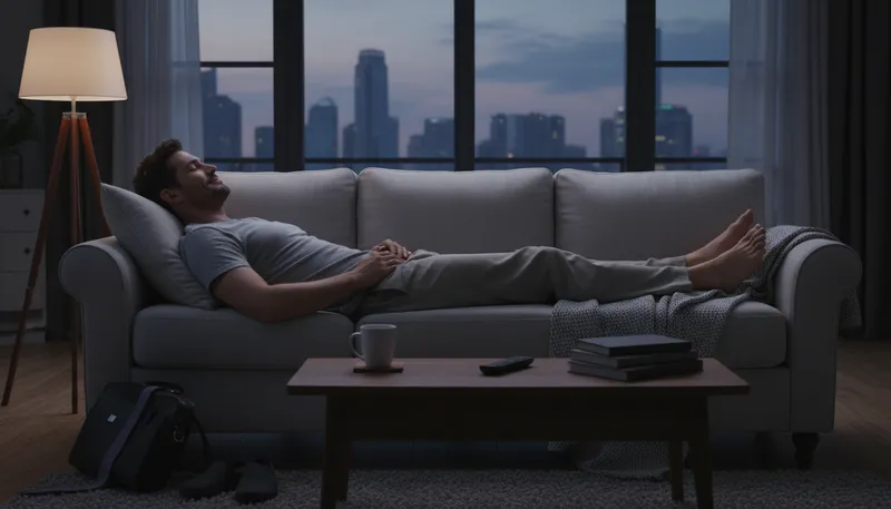 Illustration of sprawl: to sit or lie in a relaxed position