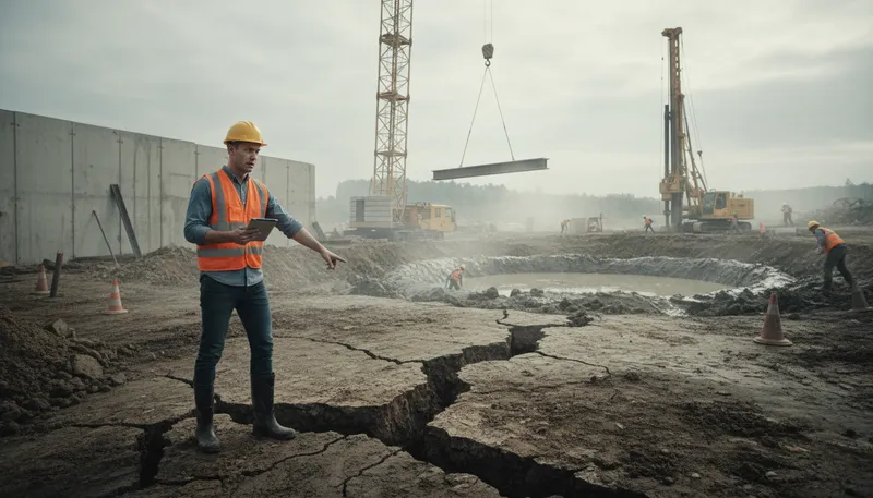Illustration of geotechnical: Relating to soil and rock engineering.