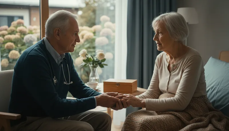 Illustration of euthanasia: the act of ending a life to relieve suffering.