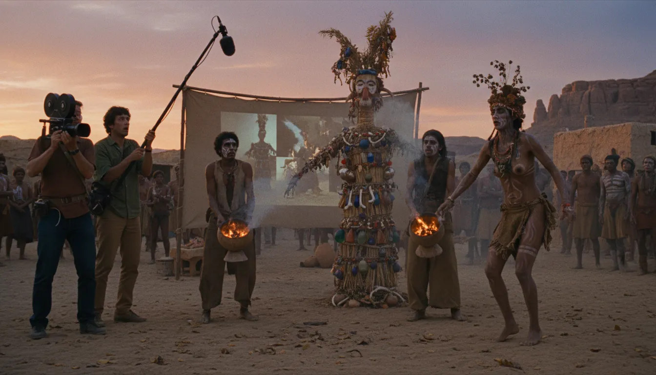 Illustrazione di mondo: A genre of sensational and shocking documentary films.
