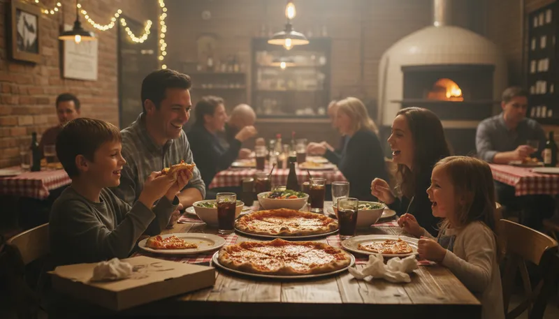 Illustration of pizzeria: A restaurant that specializes in making pizzas.