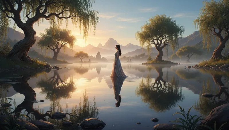 Illustration of reflection: the image seen in a mirror or water