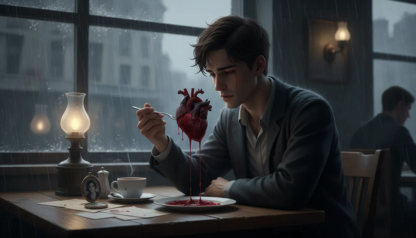 Ilustração de eat one's heart out: feel intense longing or jealousy.