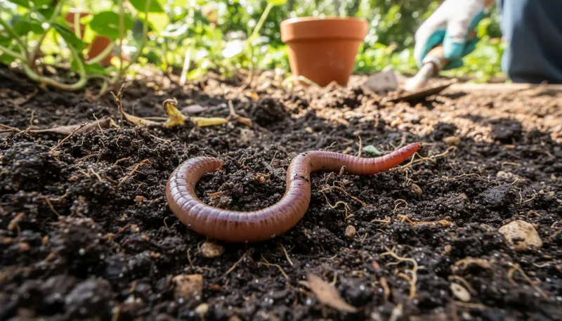 Illustration of earthworm: a long, segmented worm found in soil