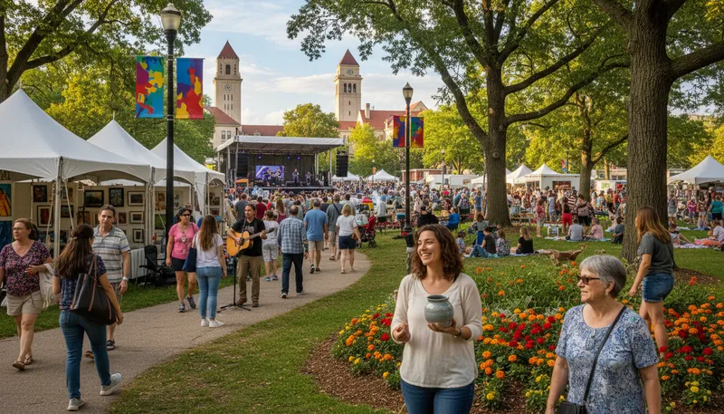 Illustration of bloomington: A city name, often with parks and schools.