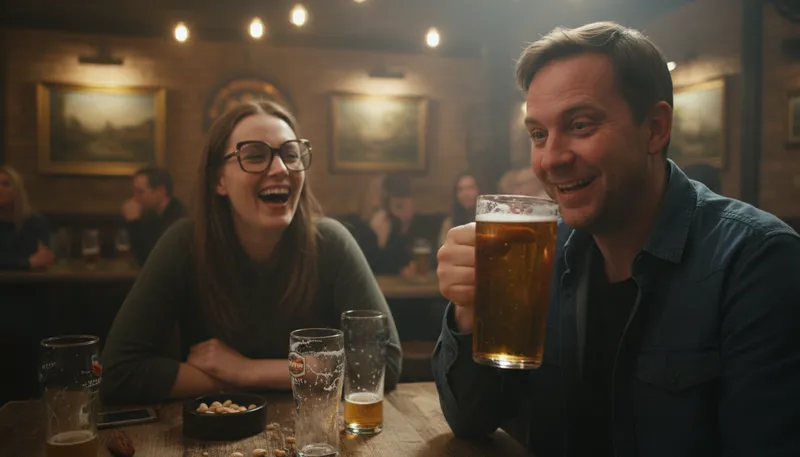 Illustration of beauty is in the eye of the beer-holder: beauty is subjective, influenced by mood or drink.