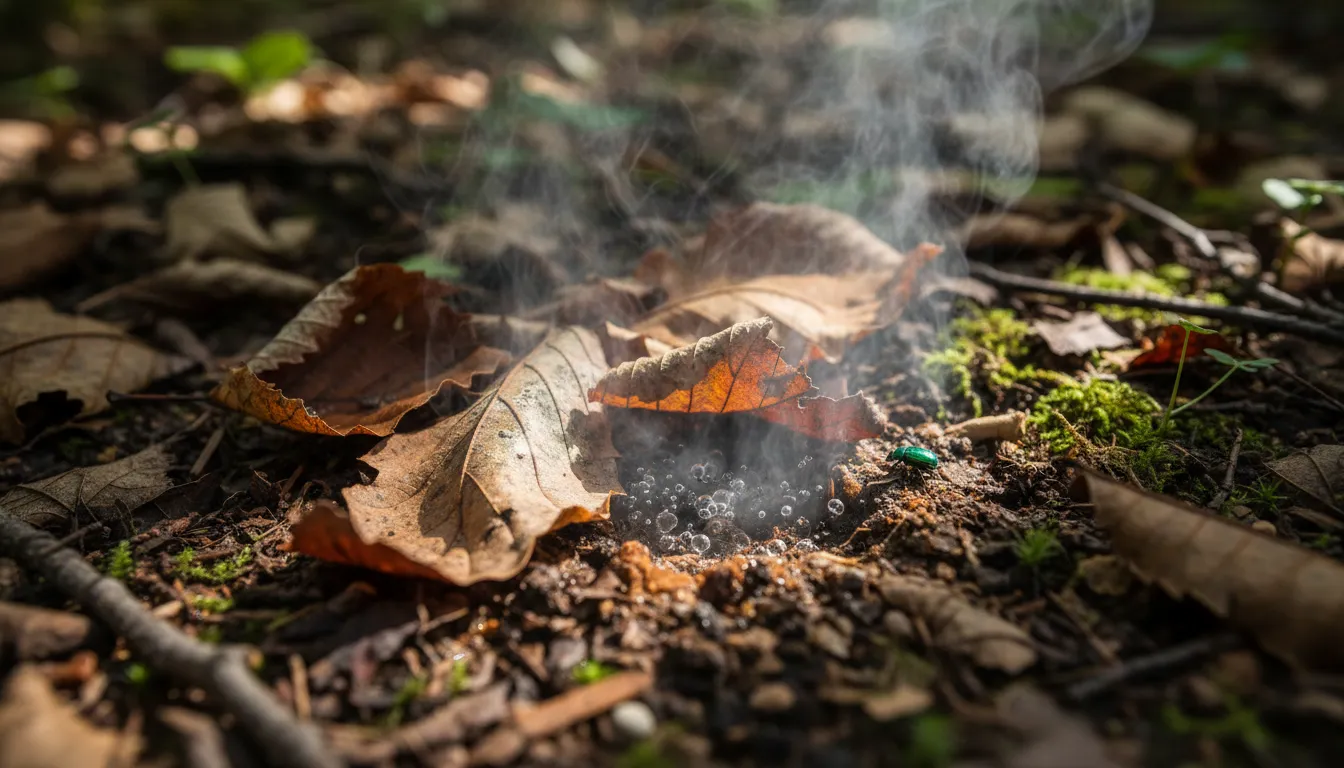 Illustration of give off: To send out something such as heat, light, or a smell.