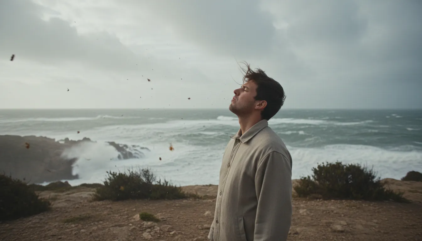 Illustration de spit in the wind : Acting in a futile manner.