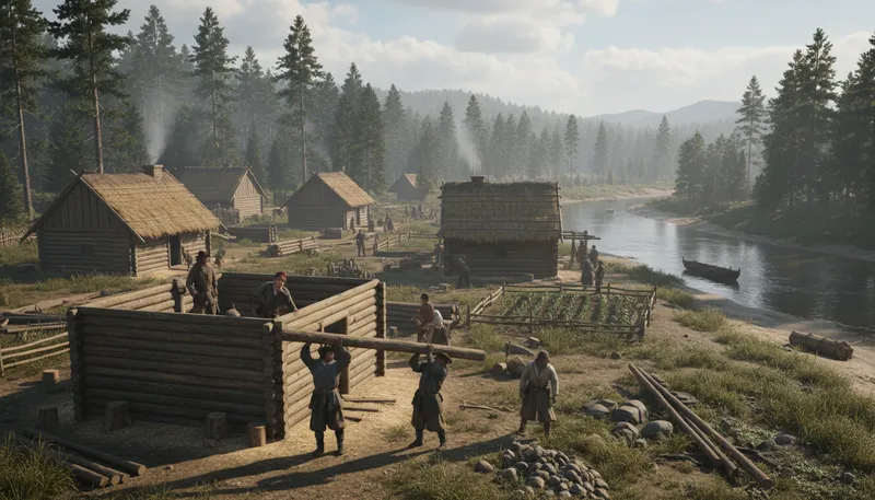 Illustration of settlement: establishment of a community in a new area