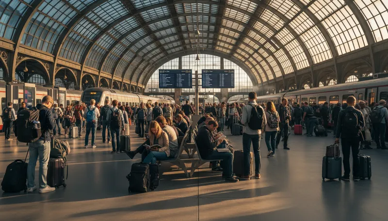 Illustration of station: Location where vehicles regularly stop to pick up passengers.