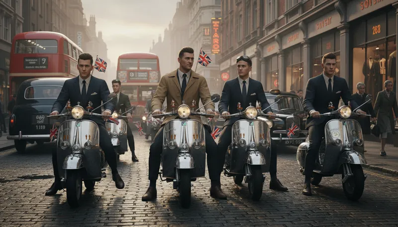 Illustration of mods: modernists, especially in 1960s British youth culture