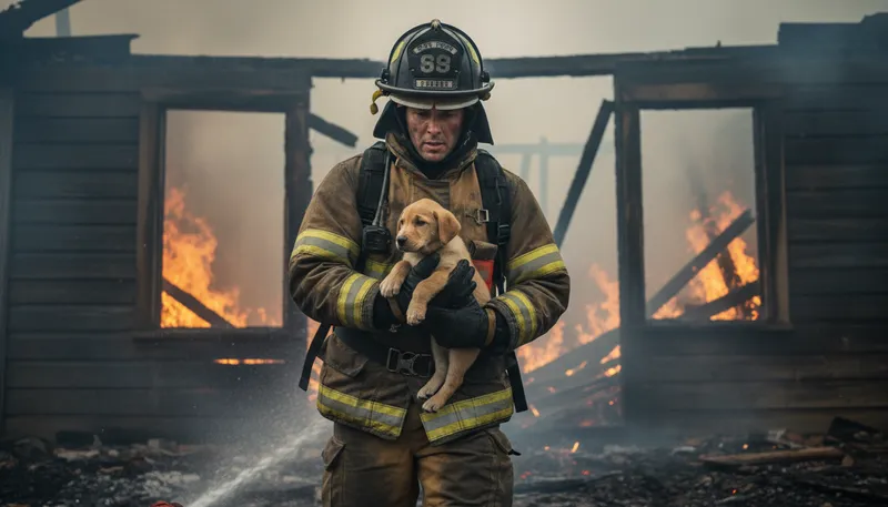 Illustration of pull out of the fire: Rescue someone from a difficult situation.