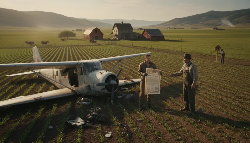 Illustration of buy the farm: to die, especially in an accident.