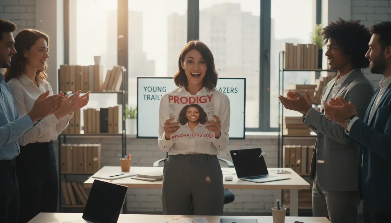 Illustration of 30 Under 30: A magazine list recognizing successful young professionals and founders.