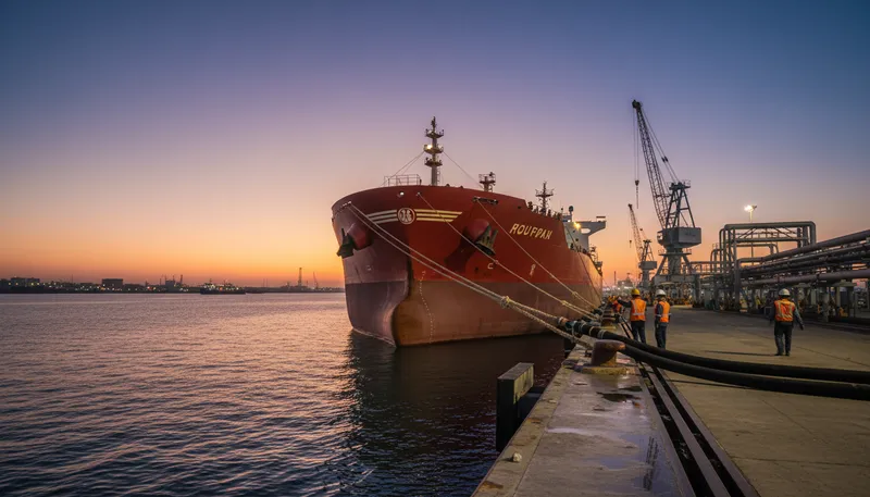 Illustration of tanker: A large ship designed to carry liquids.