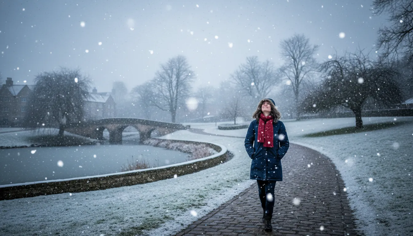 Hình minh họa cho snow: to fall from the sky as frozen white flakes