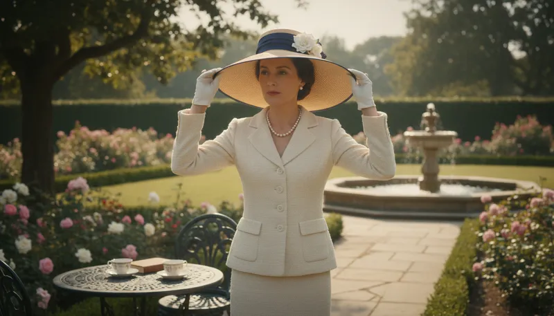 Illustration of prim and proper: Very neat, tidy, and socially correct.