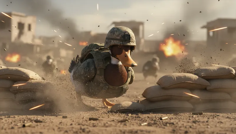 Illustration of crossfire: Gunfire exchanged between two opposing sides.