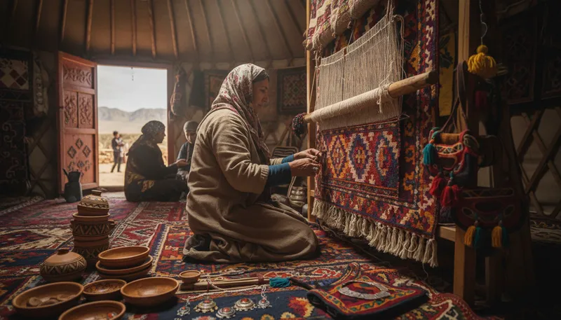 Illustration of turkmen: Related to the people of Turkmenistan.