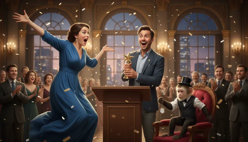 Illustration of i'll be a monkey's uncle: Expression of disbelief or surprise.