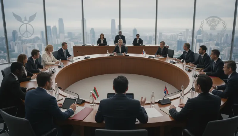 Illustration of unsc: United Nations Security Council, a global governing body.