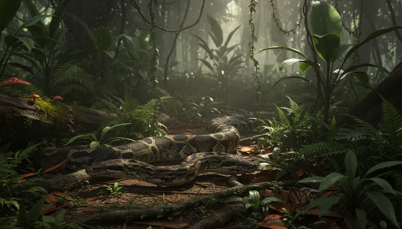 Illustration of python: A large snake that constricts its prey.