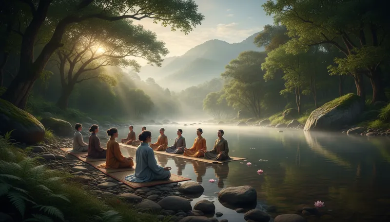 Illustration of buddhists: Followers of Buddhism and its teachings.